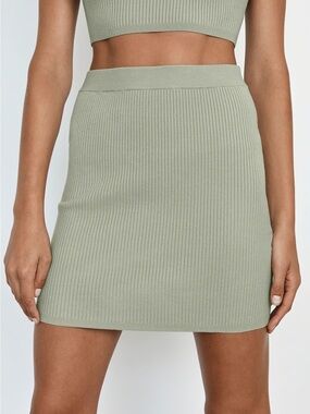 Wilfred Reso Skirt - Ribbed Knit Mini Skirt - Sage Green